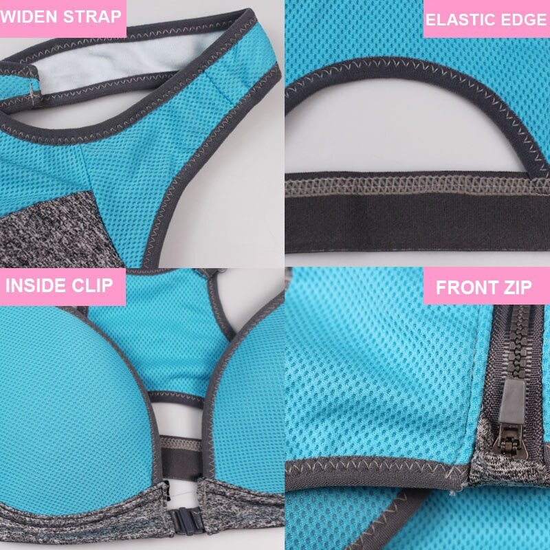 Women's Sexy Push Up Sports Bra with Front Zipper Women's Sexy Push Up Sports Bra with Front Zipper