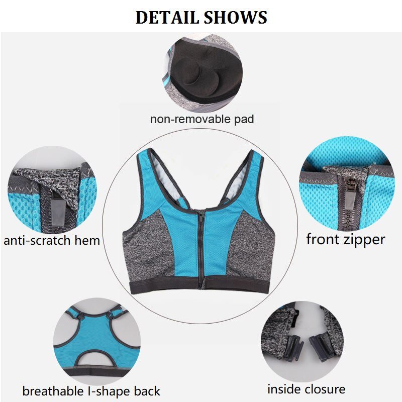 Women's Sexy Push Up Sports Bra with Front Zipper Women's Sexy Push Up Sports Bra with Front Zipper