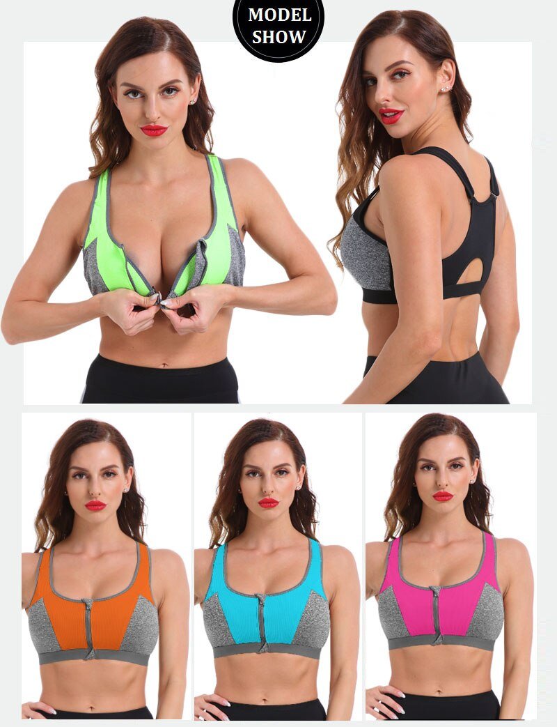 Women's Sexy Push Up Sports Bra with Front Zipper Women's Sexy Push Up Sports Bra with Front Zipper