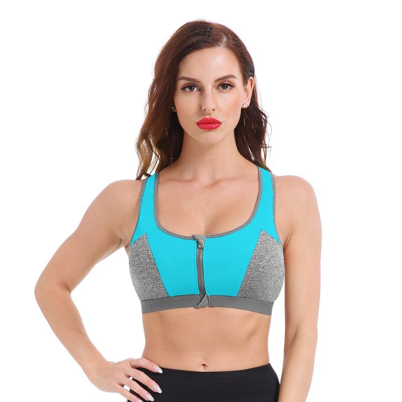 Womens Sexy Push Up Sports Bra With Front Zipper Value Deels