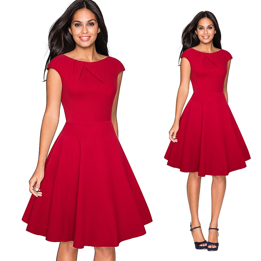 Women's Fashion O-Neck Swing Dress