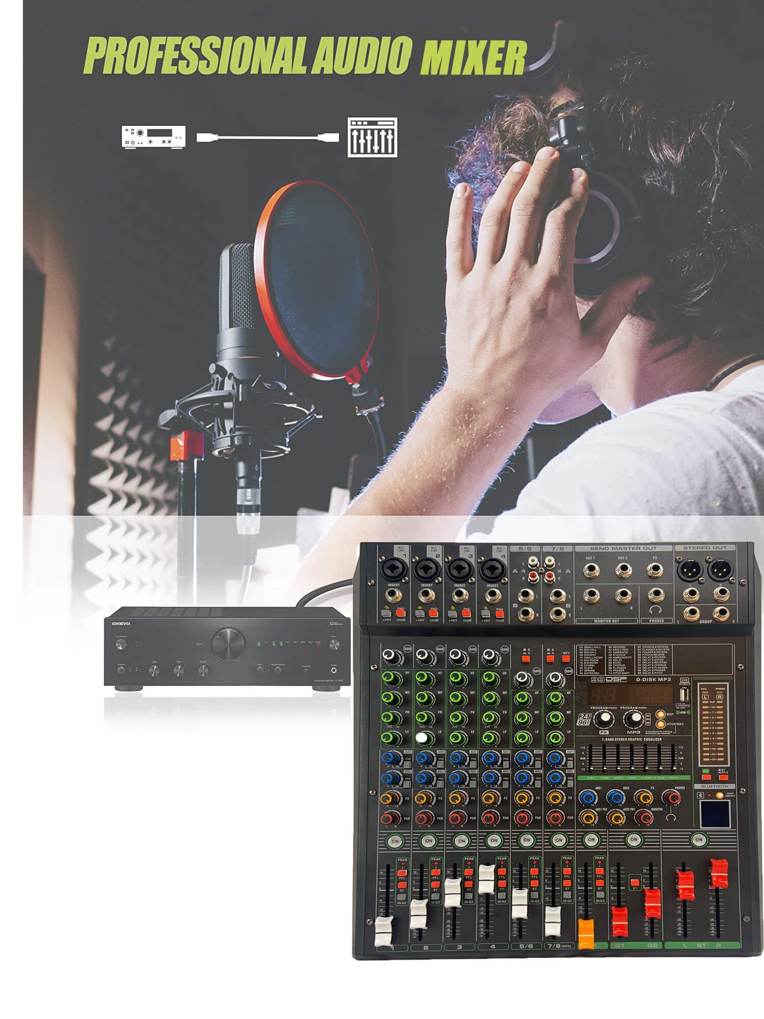 Professional Audio 8-Channel Mixer