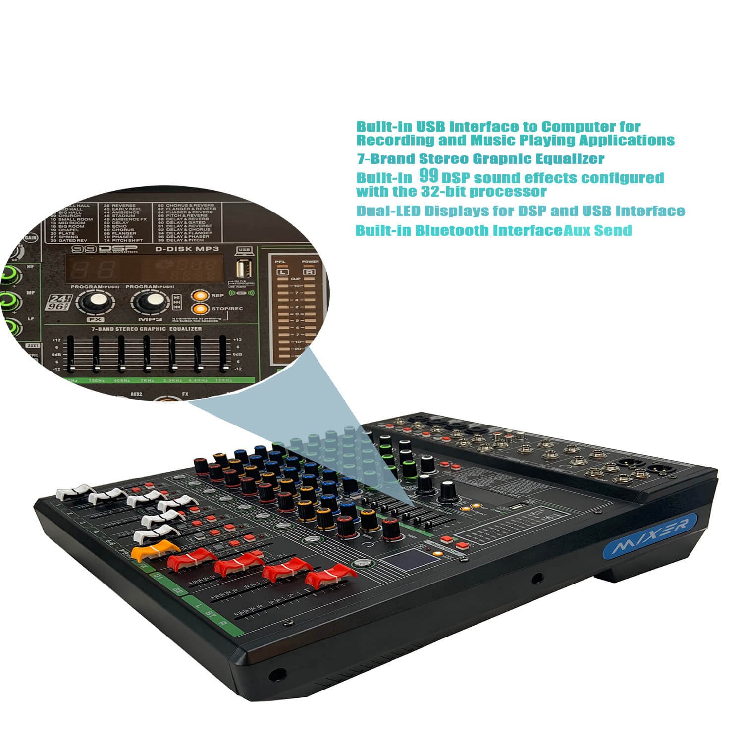 Professional Audio 8-Channel Mixer