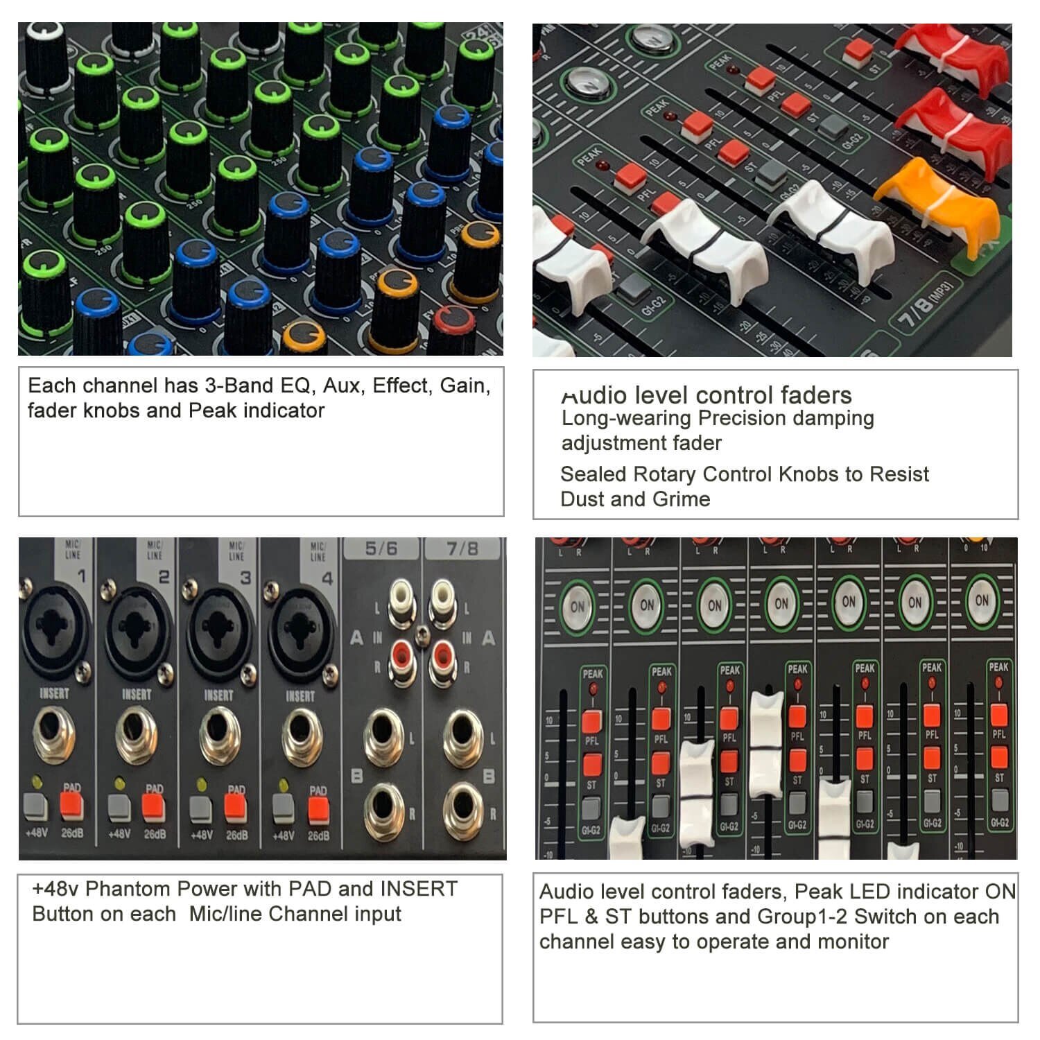 Professional Audio 8-Channel Mixer