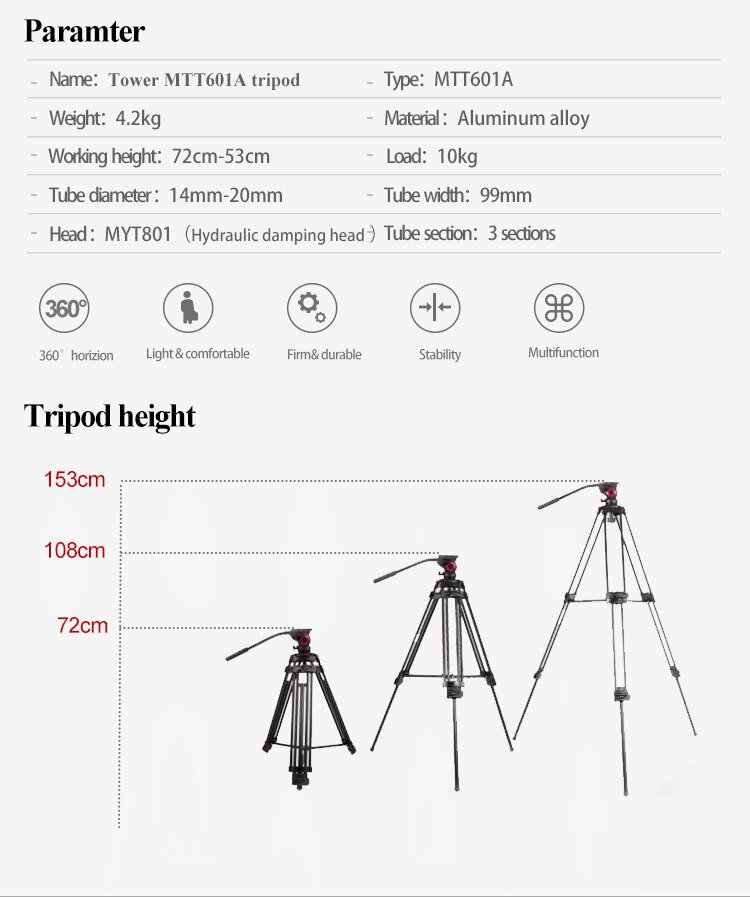 Aluminum Portable Video Tripod