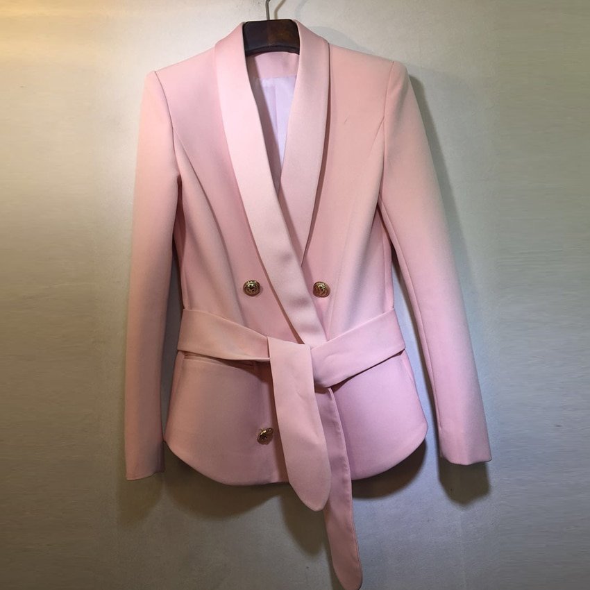 Office Multicolored Women's Blazer with Belt Office Multicolored Women's Blazer with Belt