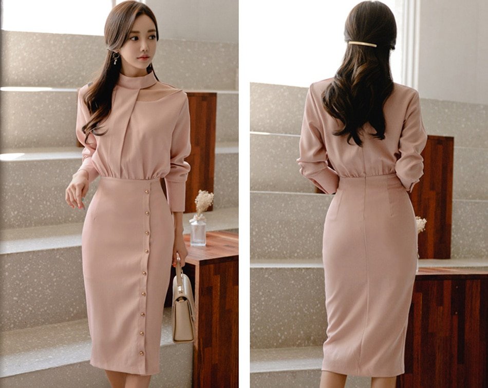 Women's Turtleneck Office Midi Dress Women's Turtleneck Office Midi Dress