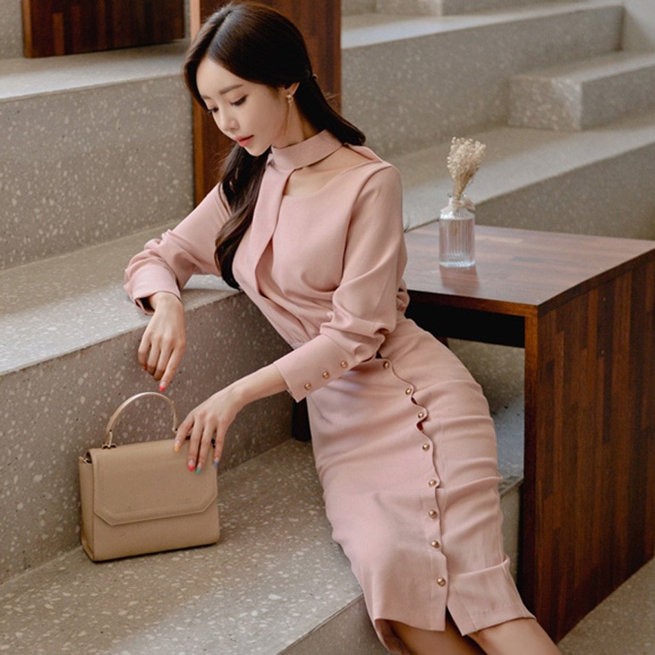 Women's Turtleneck Office Midi Dress Women's Turtleneck Office Midi Dress