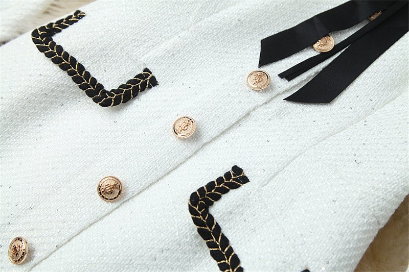 Fashion Tweed Office Skirt Suit