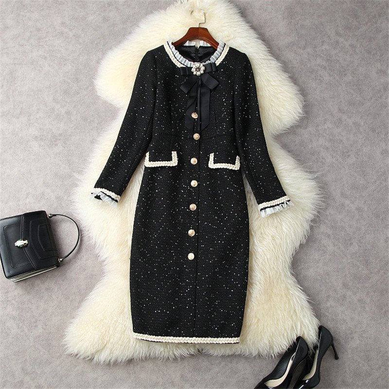 Fashion Tweed Office Skirt Suit