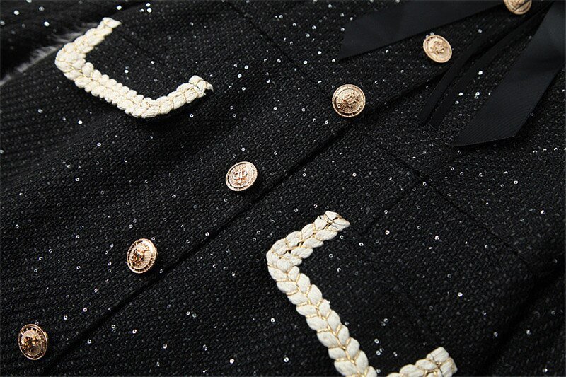 Fashion Tweed Office Skirt Suit