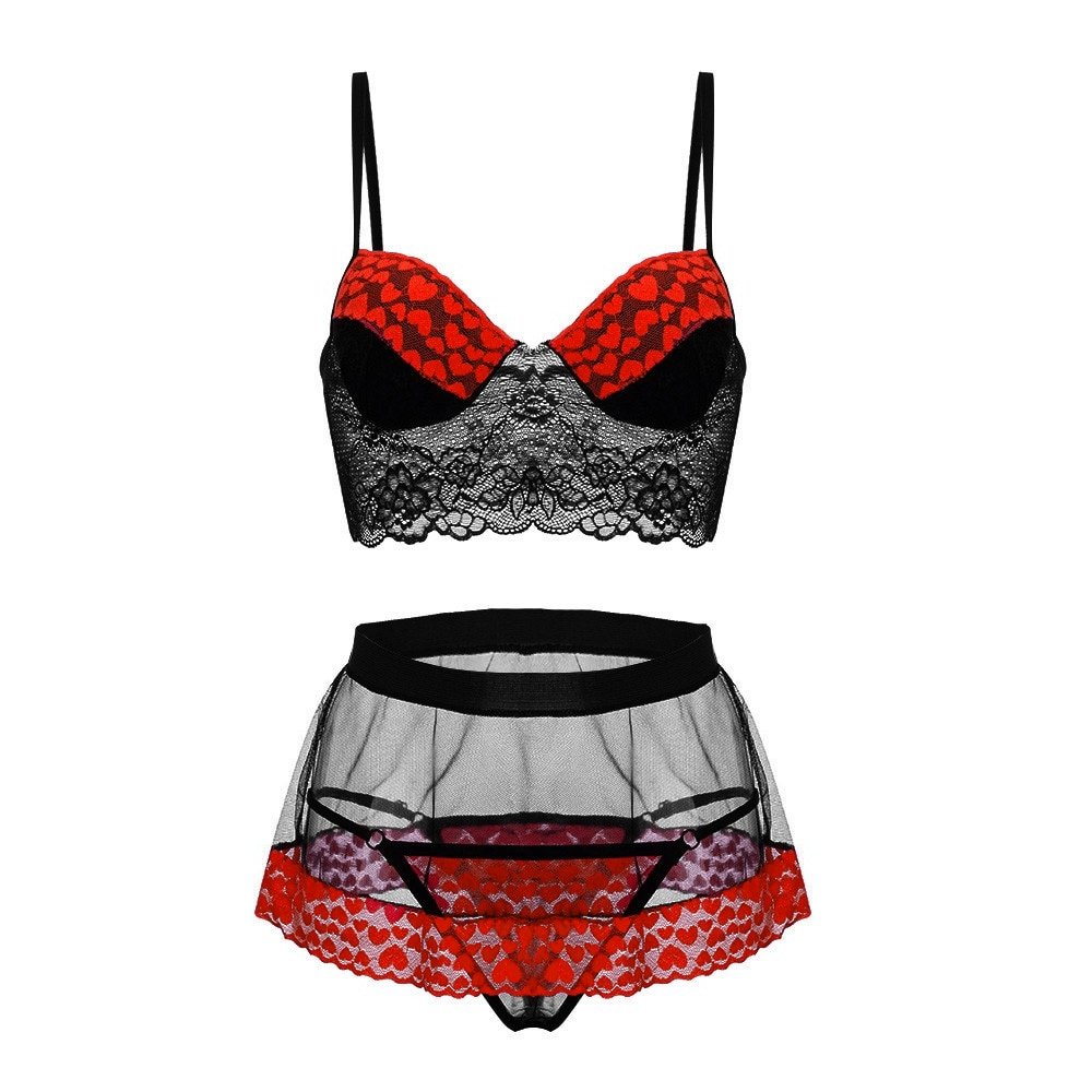 Ladies Sexy Lace Thong Bra and Skirt Set Ladies Sexy Lace Thong Bra and Skirt Set