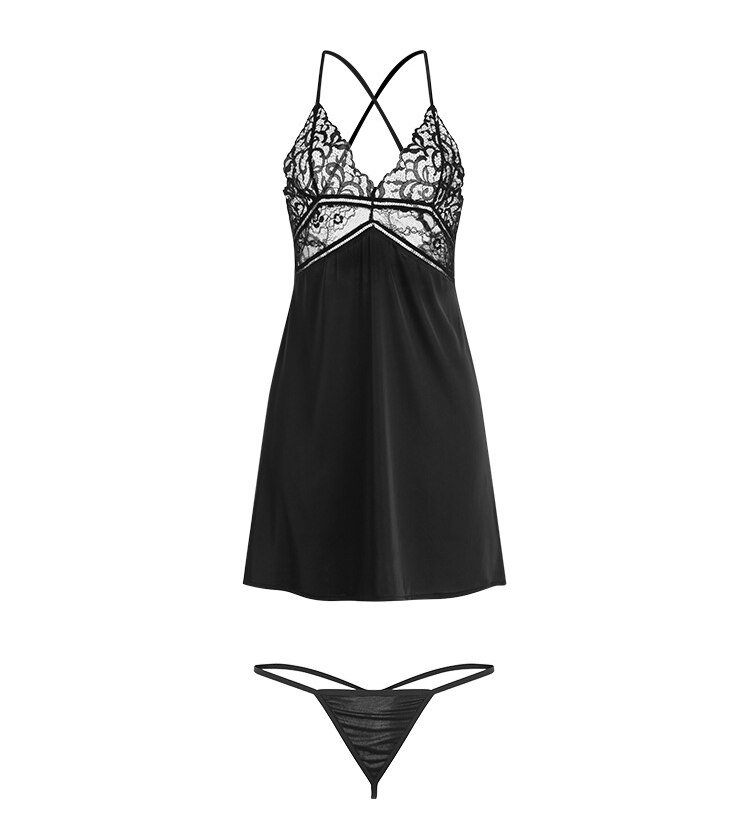 Women's Lace Bra Nightdress, Robe and Panties 3 Pcs Set Women's Lace Bra Nightdress, Robe and Panties 3 Pcs Set