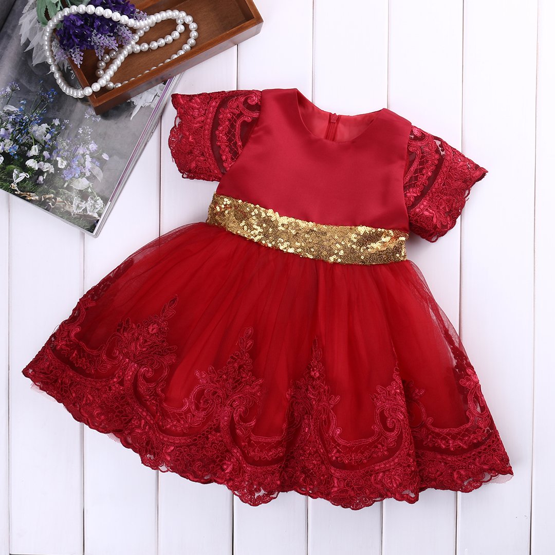 Baby girl clothes Princess Dress Clothes Short Sleeve Lace Bow Ball Gown Tutu Party Dress Toddler Kids Fancy Dress 0-7Y