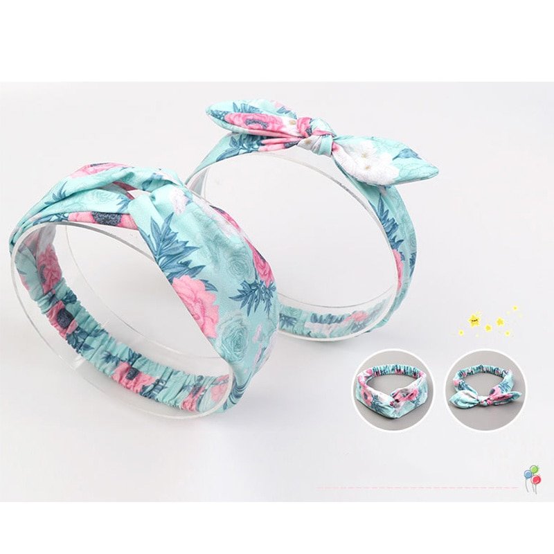 Floral Patterned Mother and Daughter Matching Headbands