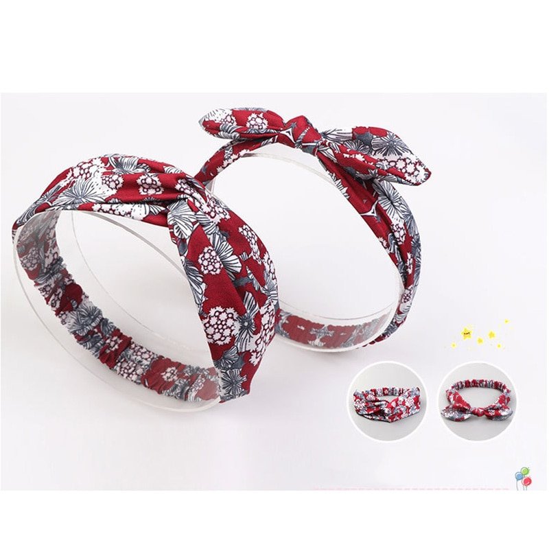 Floral Patterned Mother and Daughter Matching Headbands