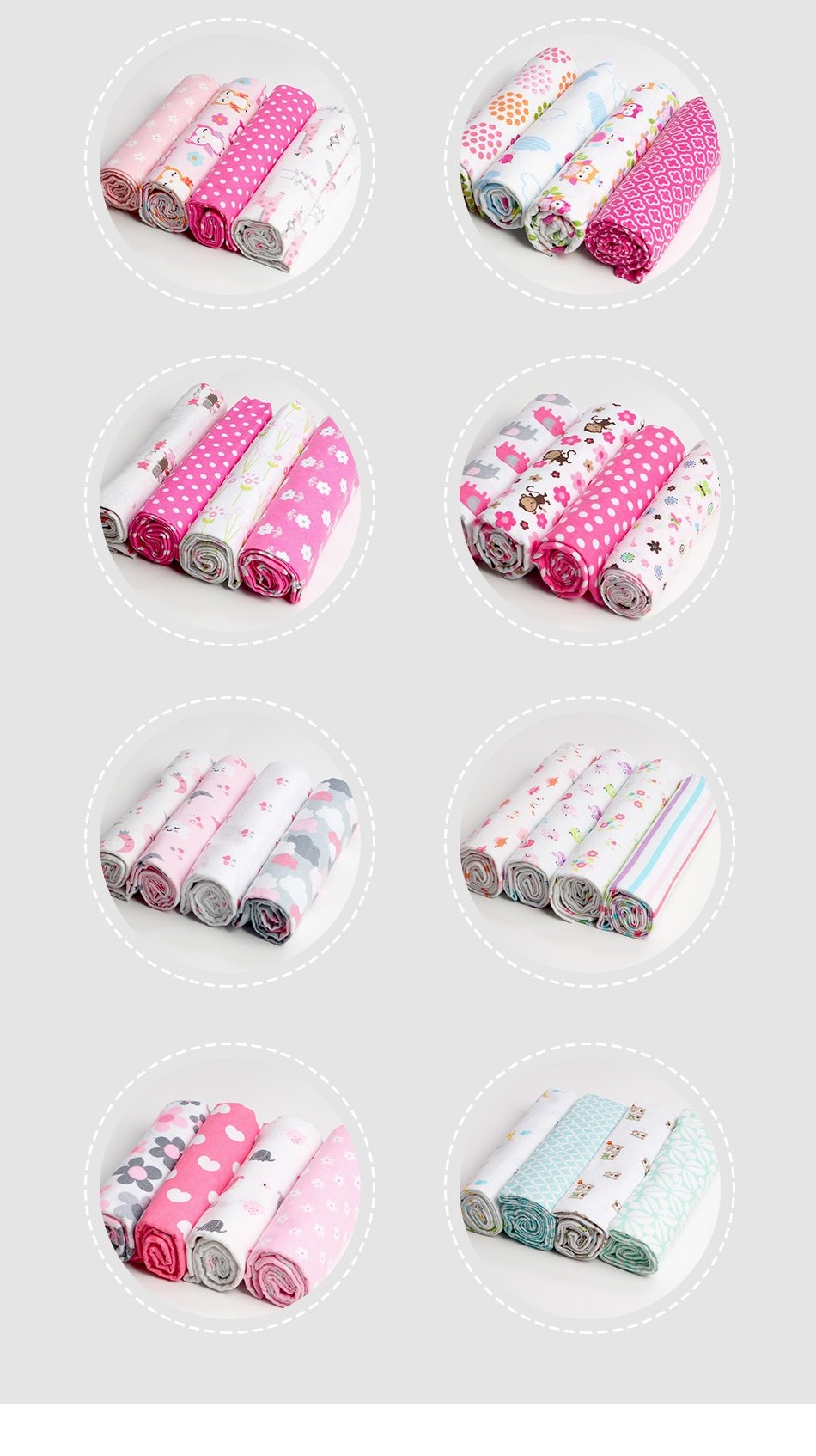 Muslin Flannel Swaddle Set 4 Pcs