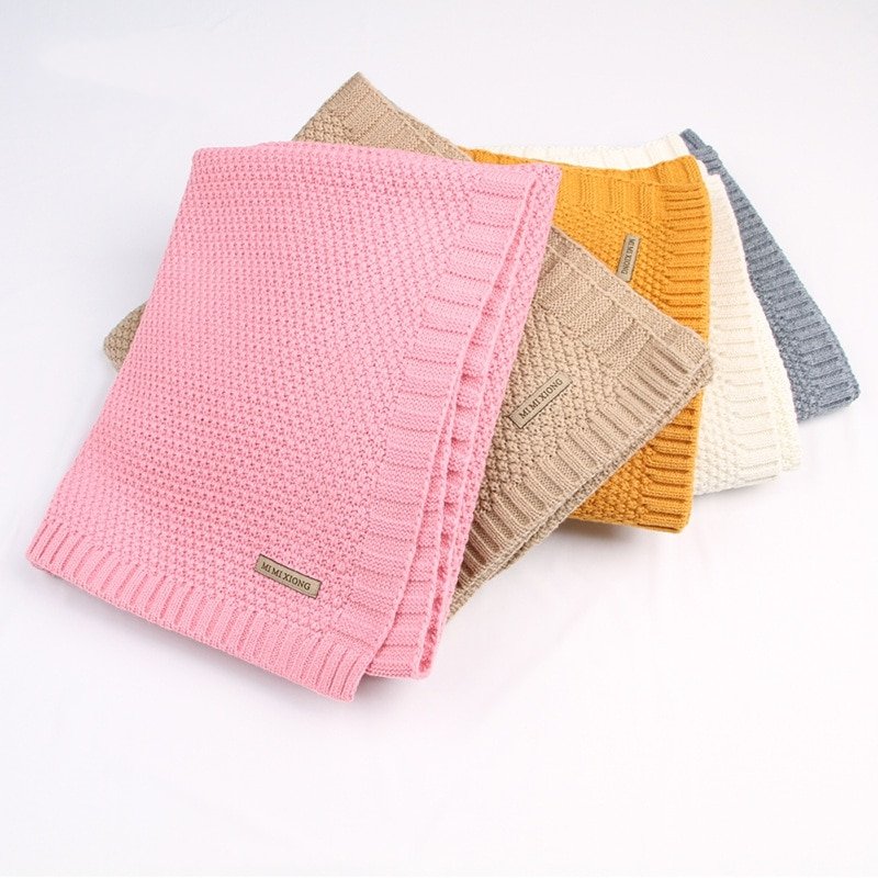 Knitted Solid Color Baby Blanket Swaddle Knitted Solid Color Baby Blanket Swaddle