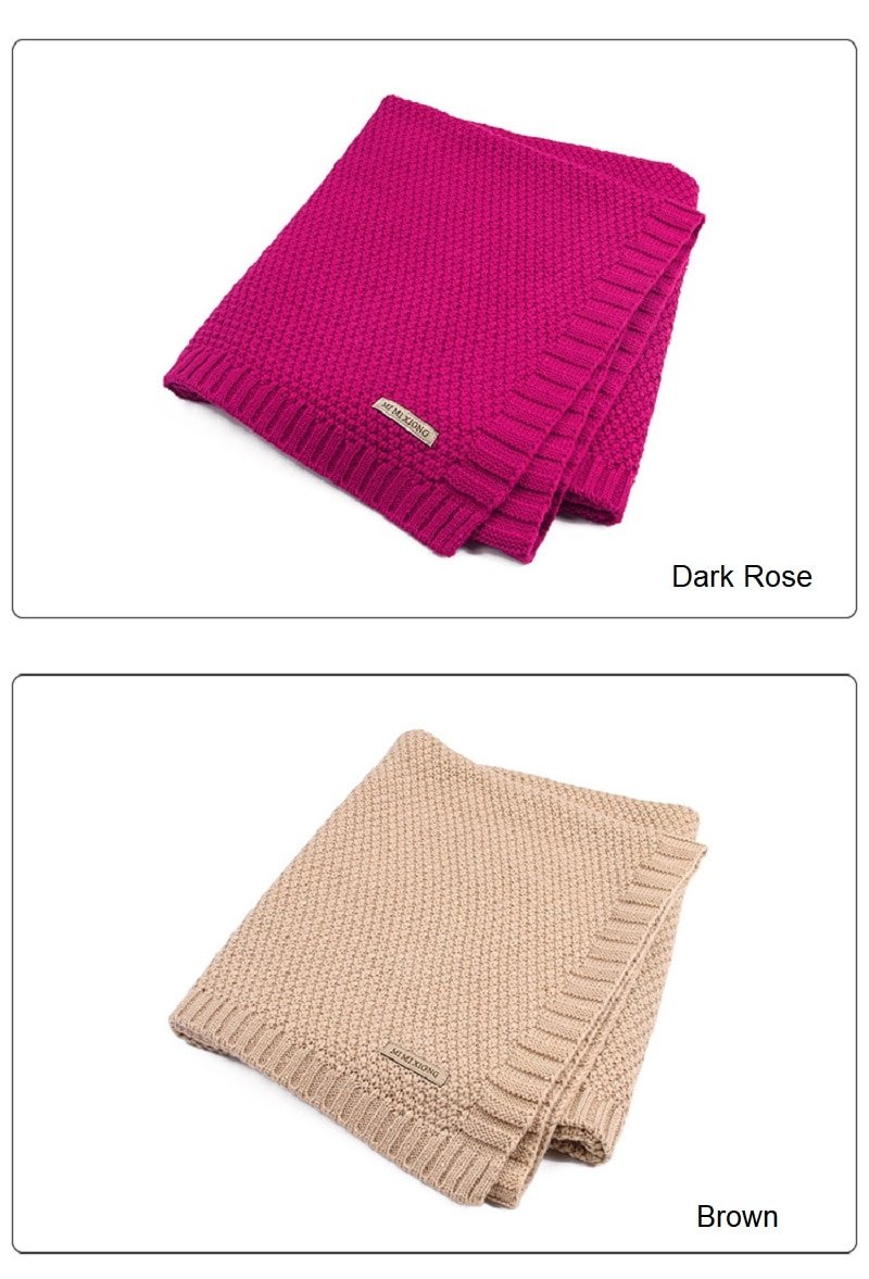 Knitted Solid Color Baby Blanket Swaddle Knitted Solid Color Baby Blanket Swaddle