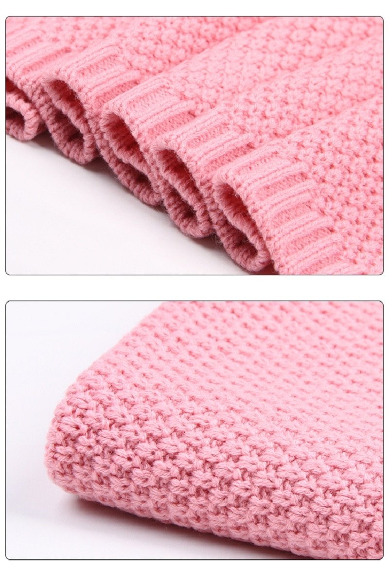 Knitted Solid Color Baby Blanket Swaddle Knitted Solid Color Baby Blanket Swaddle