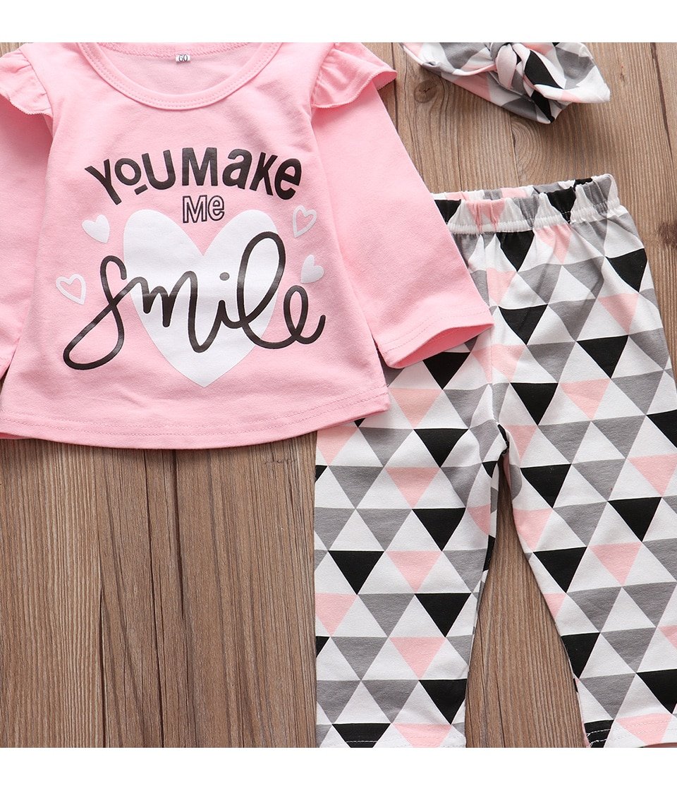 Baby Girls Printed Clothing Set 3 Pcs Baby Girls Printed Clothing Set 3 Pcs