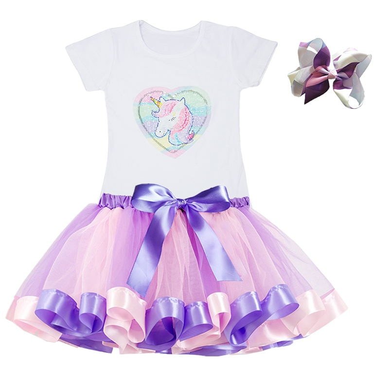 Girls Rainbow Color Clothing Set with Skirt Tutu Girls Rainbow Color Clothing Set with Skirt Tutu