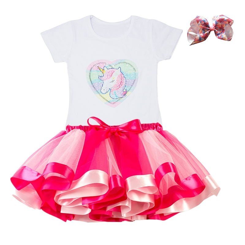 Girls Rainbow Color Clothing Set with Skirt Tutu Girls Rainbow Color Clothing Set with Skirt Tutu