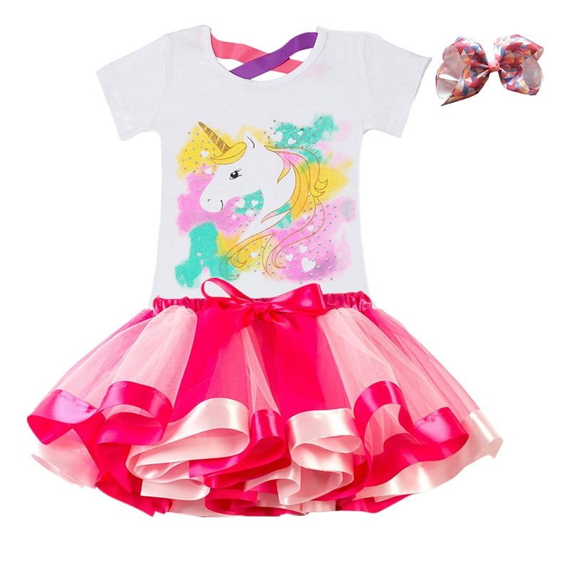 Girls Rainbow Color Clothing Set with Skirt Tutu Girls Rainbow Color Clothing Set with Skirt Tutu