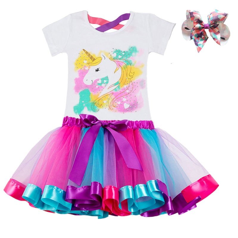 Girls Rainbow Color Clothing Set with Skirt Tutu Girls Rainbow Color Clothing Set with Skirt Tutu