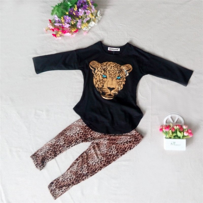 Girl's Leopard Printed Cotton Clothing Set Girl's Leopard Printed Cotton Clothing Set
