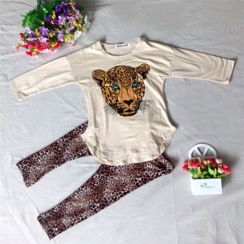 Girl's Leopard Printed Cotton Clothing Set Girl's Leopard Printed Cotton Clothing Set