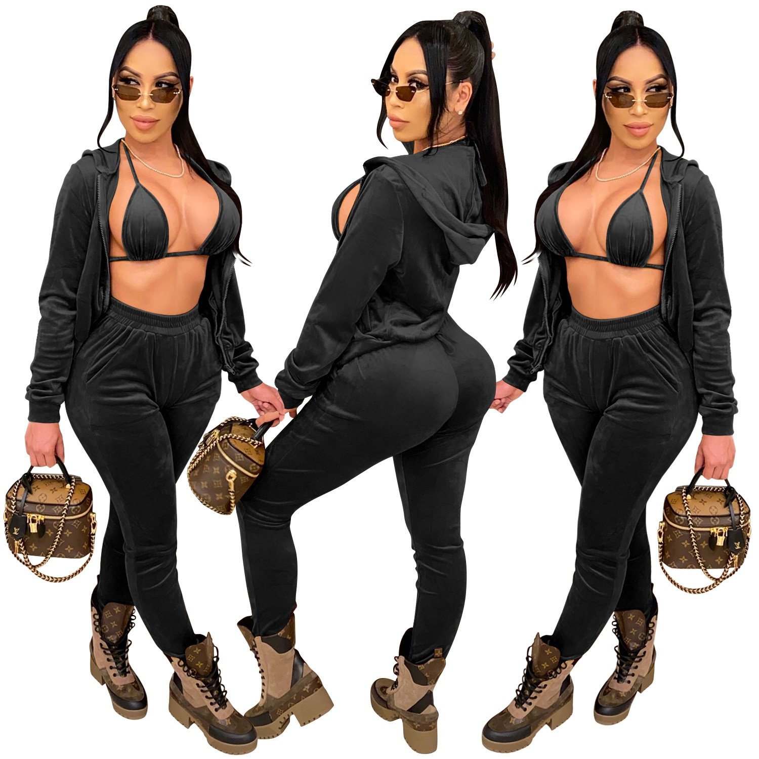 Long Sleeve Women's Sexy 3 Piece Clothing Set Long Sleeve Women's Sexy 3 Piece Clothing Set