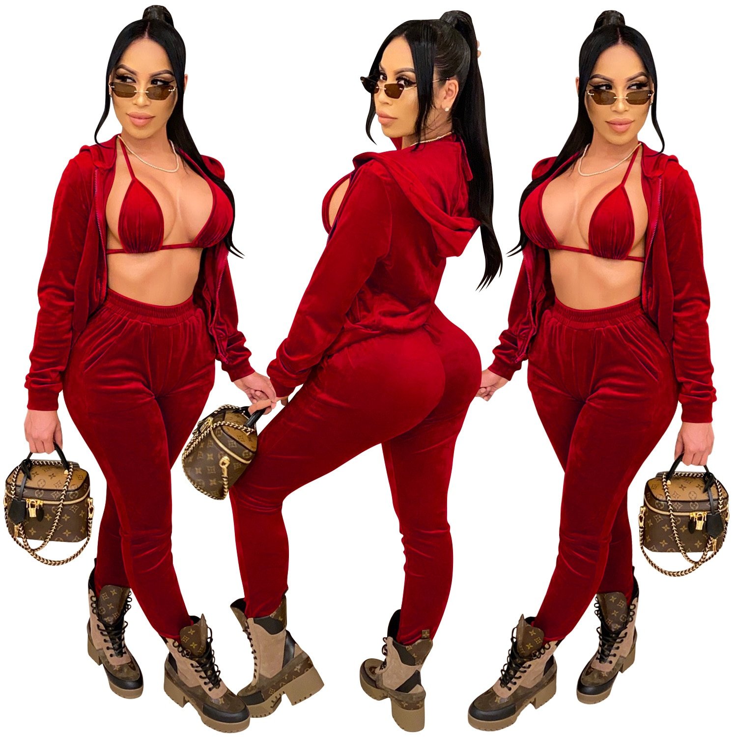 Long Sleeve Women's Sexy 3 Piece Clothing Set Long Sleeve Women's Sexy 3 Piece Clothing Set