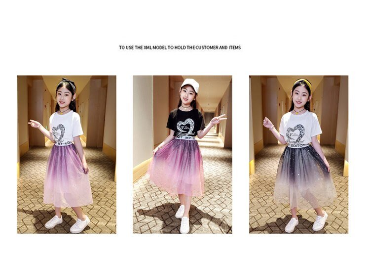 Summer Laced Skirt Clothing Set for Girls Summer Laced Skirt Clothing Set for Girls