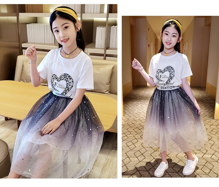 Summer Laced Skirt Clothing Set for Girls Summer Laced Skirt Clothing Set for Girls