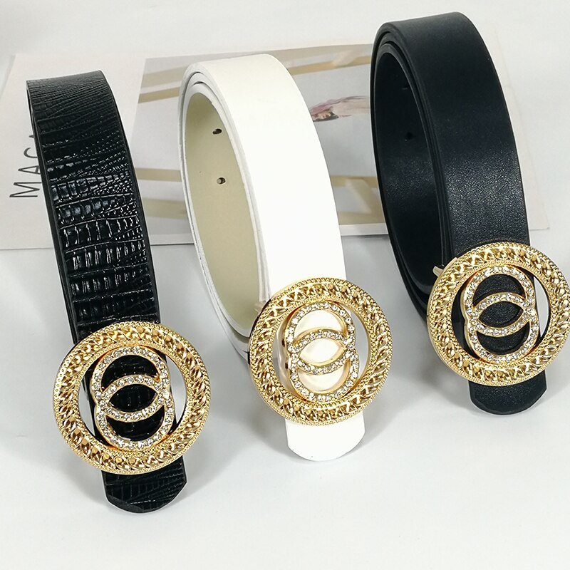 Belt with Rhinestone Buckle for Women