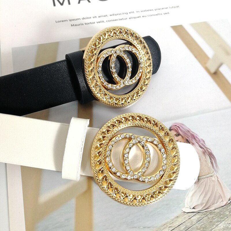 Belt with Rhinestone Buckle for Women