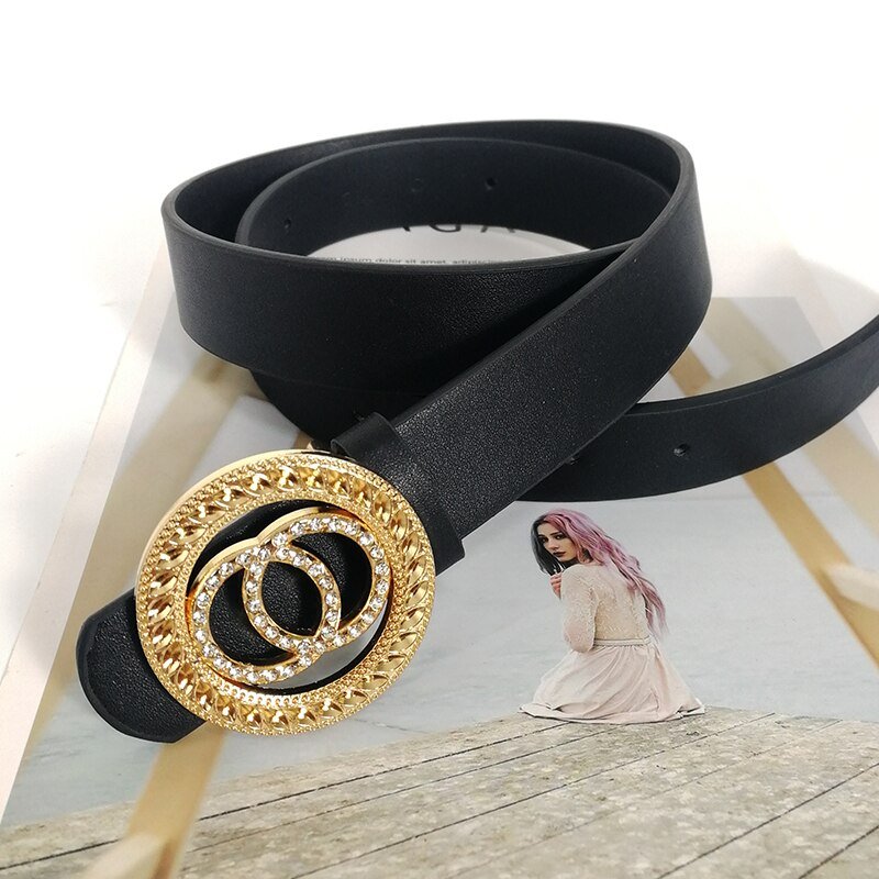 Belt with Rhinestone Buckle for Women