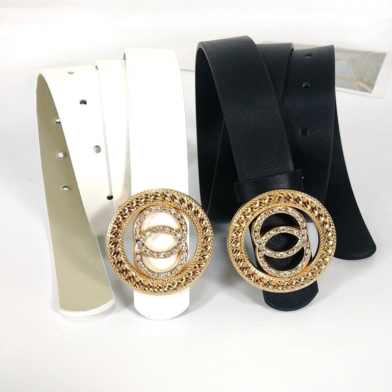Belt with Rhinestone Buckle for Women