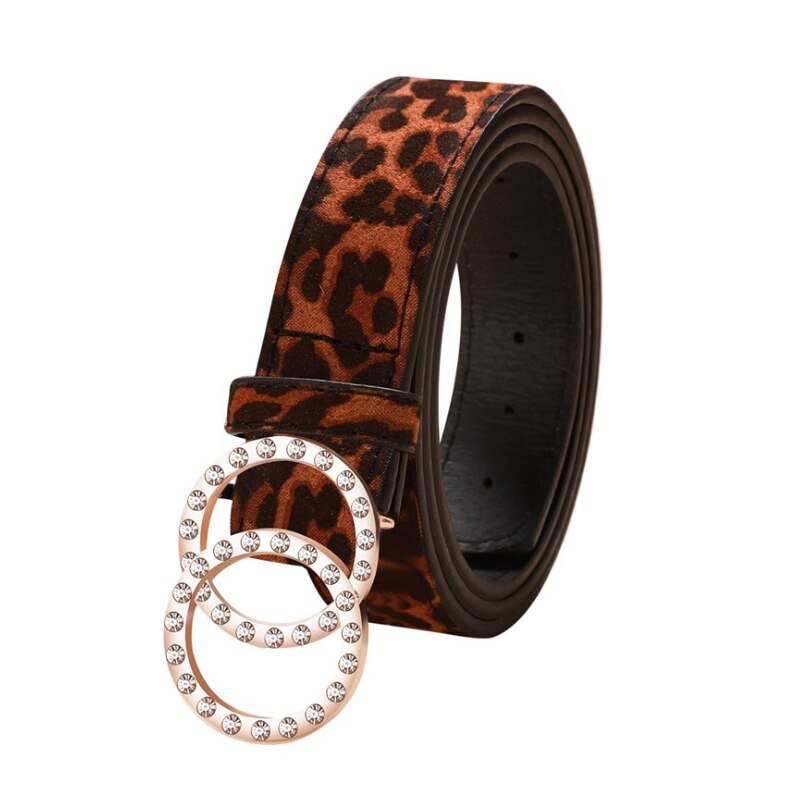 Belt with Double Round Shaped Buckle for Women