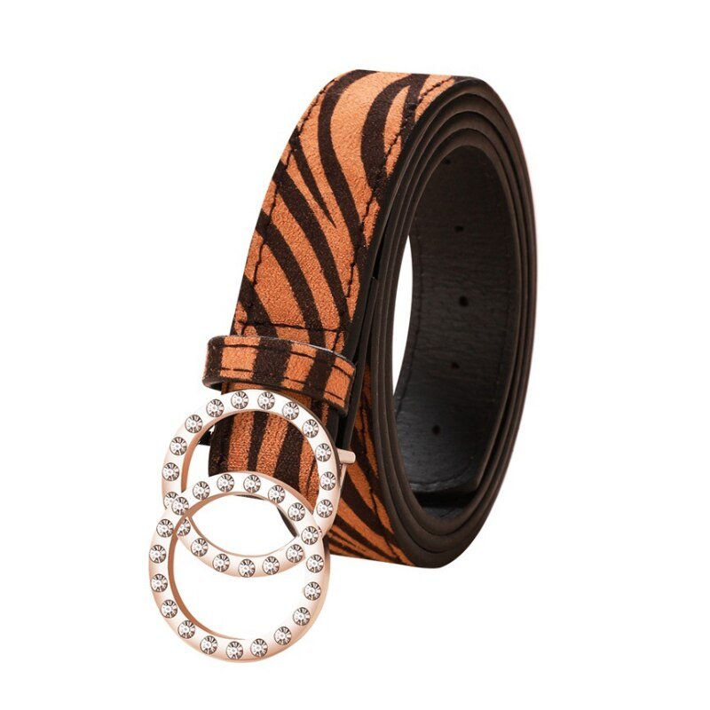 Belt with Double Round Shaped Buckle for Women