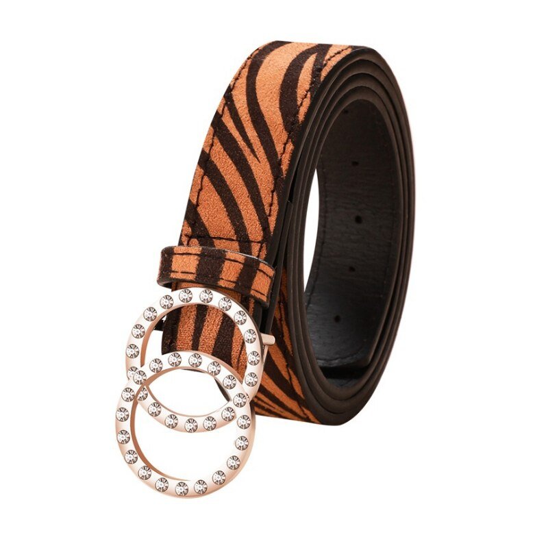 Belt with Double Round Shaped Buckle for Women
