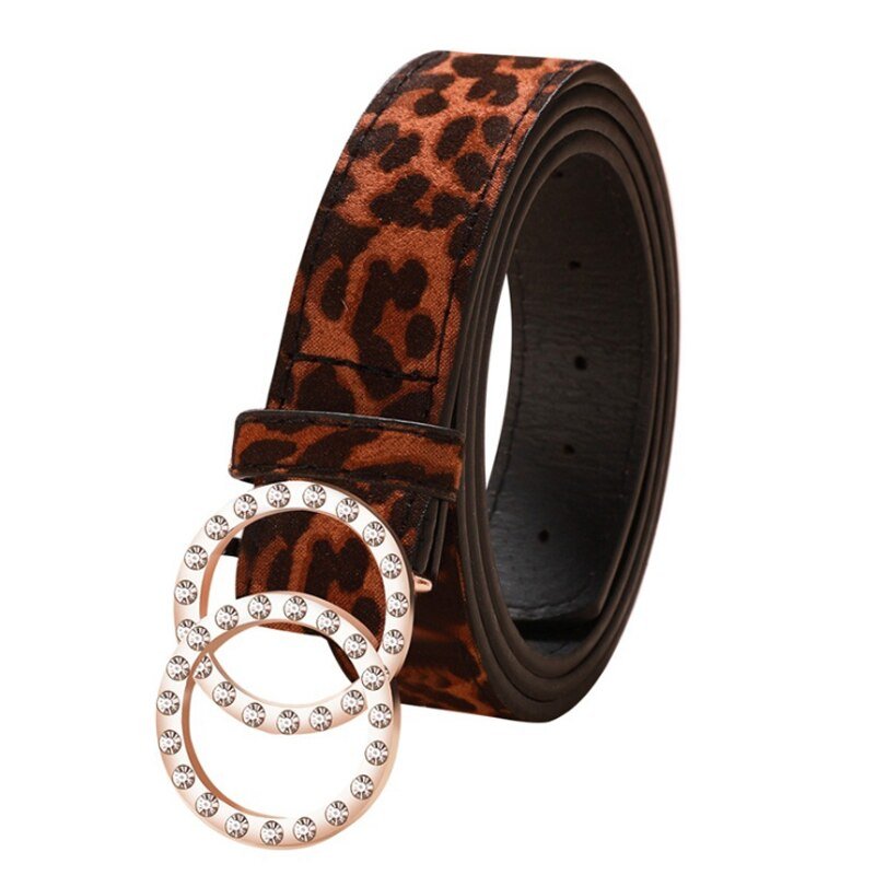 Belt with Double Round Shaped Buckle for Women