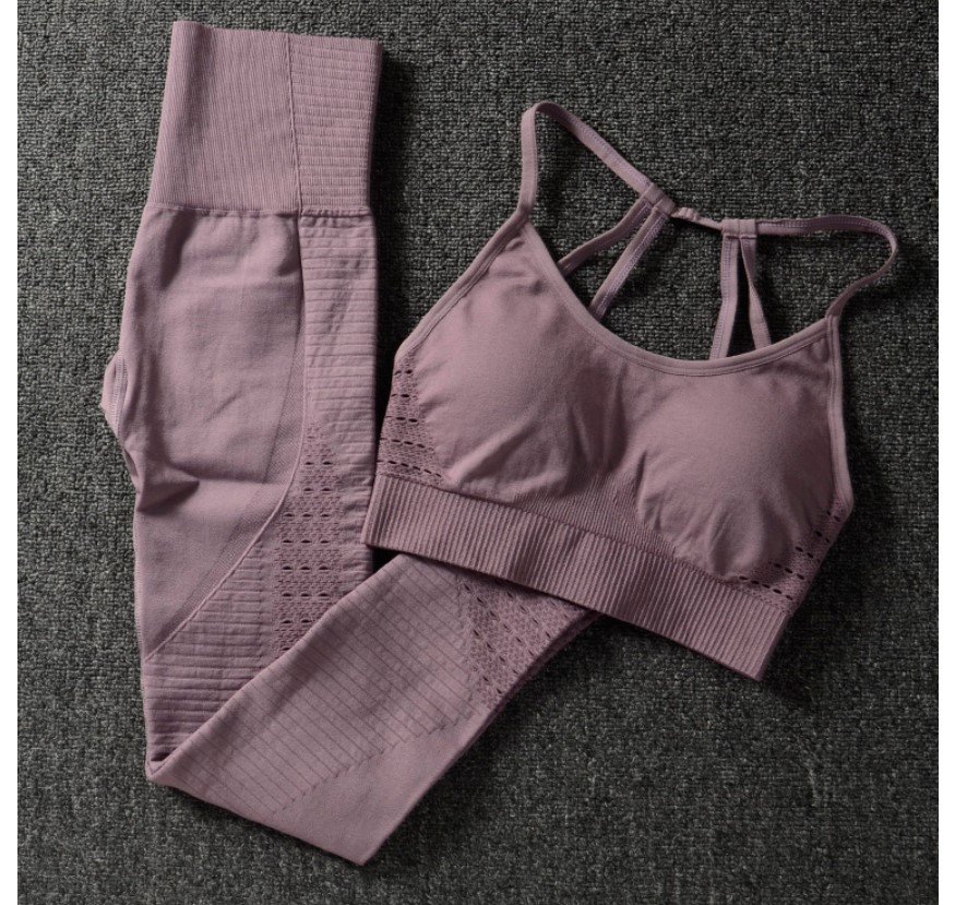 Women's Solid Color Sports Bra and Leggings Set