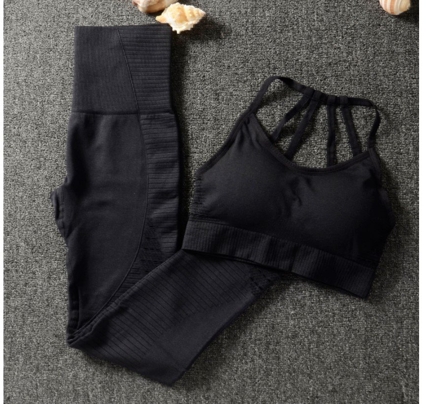 Women's Solid Color Sports Bra and Leggings Set