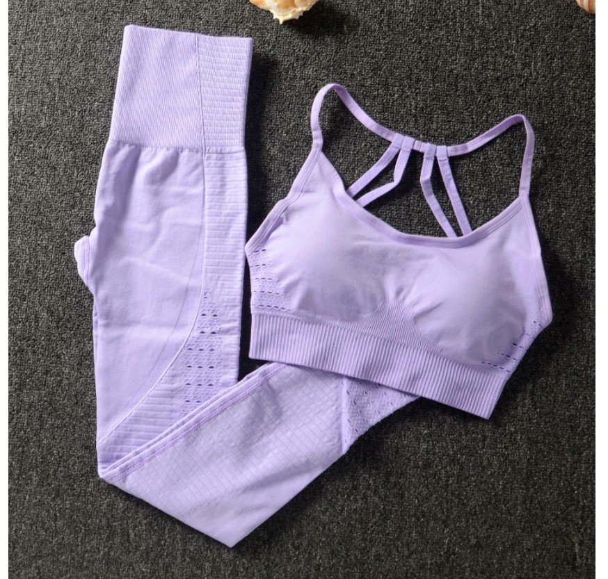 Women's Solid Color Sports Bra and Leggings Set Women's Solid Color Sports Bra and Leggings Set