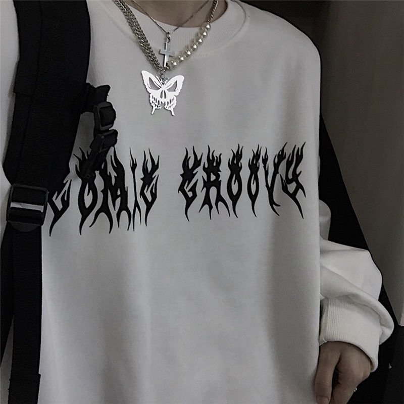 Streetwear Harajuku Hoodie Y2K Tops Girls Retro Gothic Oversized Hood Punk Anime Print Clothes Hip-Hop High Street Sweatshirts