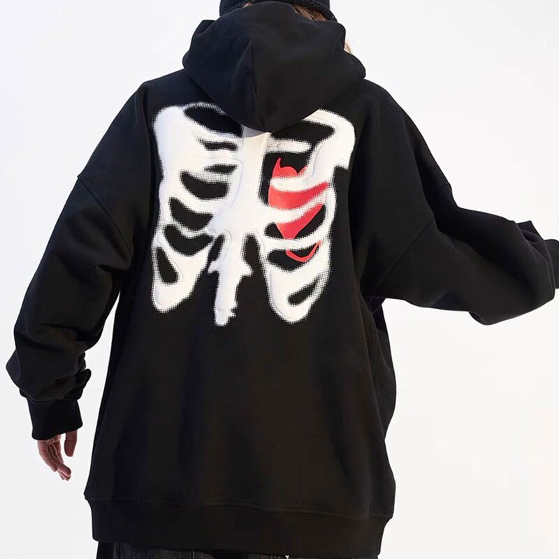 Y2K Gothic Butterfly Print Oversize Zip Up Hoodies 2021 Winter New Grunge Long Sleeve Sweatshirt Casual Hooded Jacket Streetwear