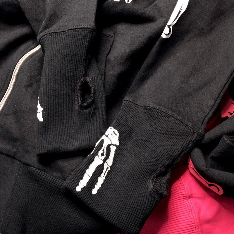 Punk Gothic Letter Print Hoddie Y2k For Men Full Zip Hoodie Women Sudaderas Hombre Unisex Hooded Jackets New