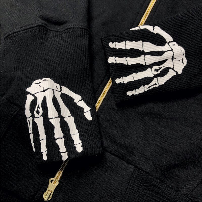 Punk Gothic Letter Print Hoddie Y2k For Men Full Zip Hoodie Women Sudaderas Hombre Unisex Hooded Jackets New
